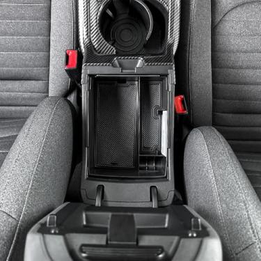 Imagem de Compatível com acessórios KIA K4 2024-2026, organizador de console central interno de carro caixa de armazenamento de apoio de braço bandeja de inserção de capa de apoio de braço - preto