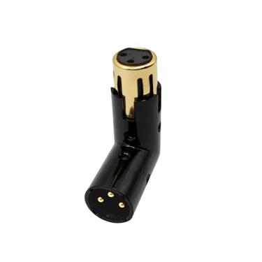 Imagem de Voluty Tek Adaptador XLR macho para fêmea de ângulo reto ajustável 3-PIN XLR conector de 90 graus para cabos de áudio e sistemas PA