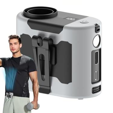 Imagem de Ventilador de cintura recarregável com clipe – Ventilador de cinto de resfriamento portátil de 5 velocidades para trabalho ao ar livre, academia, acampamento e viagens | Ventilador silencioso com mãos