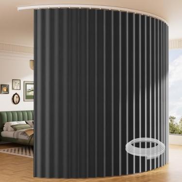 Imagem de Cortina de teto divisória de quarto com conjuntos de trilhos flexíveis, (120 L x 108 L) polegadas cortinas blackout extra longas para quarto de montagem no teto divisor de parede para divisória de