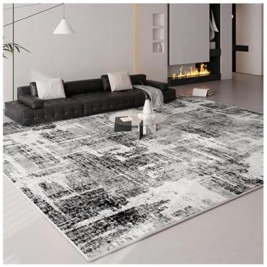 Imagem de SPXMQSS Tapetes grandes para sala de estar, antiderrapante e resistente à sujeira, tapete lavável para sofá de cabeceira para sala de estar, sala de jantar, quarto, escritório, preto D 200 x 250 cm