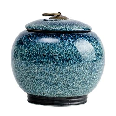 Imagem de YXCQHZM Urnas de cremação para cinzas - recipientes para cinzas de animais de estimação - cerâmica selada adulto urna de cinzas memorial humano adulto (azul, 12,7 cm)