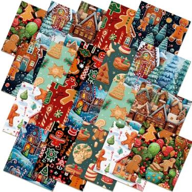 Imagem de Hahafelt 10 unidades de feixes de tecido para homem de gengibre de Natal 50,8 x 50,8 cm, tecido gordo, acolchoado de gengibre, tecido gordo da The Yard Precuts impresso para Natal, inverno, artesanato