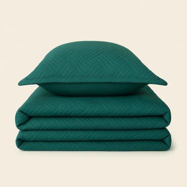 Imagem de Kit Colcha Bela Microfibra Verde - A\CASA