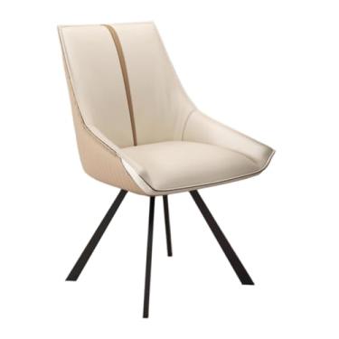 Imagem de SPXMQSS Cadeiras de mesa de jantar, cadeiras de jantar giratórias com apoios de braços e pernas de metal, cadeira estofada de sala de estar com encosto para sala de estar, recepção, restaurante, bege
