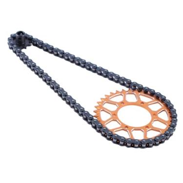 Imagem de GLOBACT Aluminum Rear Hub Chain Sprocket 36T Gear & Steel Roller Chain &10T Steel Front Sprocket for LOSI Promoto MX Motorcycle 1/4 RC Upgrades Parts #LOS262000 LOS262003 (Orange)