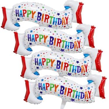 Imagem de Balões de feliz aniversário colorido banner balão para crianças aniversário decoração chá de bebê suprimentos