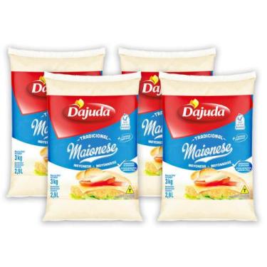 Imagem de 4Un Maionese DAjuda Sachês 3Kg Para Restaurante Lanches Petiscos Pasté
