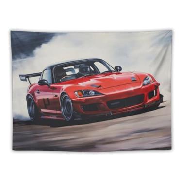 Imagem de HouLaiZhe Tapeçaria de carro Jdm S2000 Racing Drift Smoke Cool Wall Hanging Quarto Decoração de casa Tapeçarias Estética Piquenique Decoração de Parede Arte de Parede para Dormitório Sala de Estar