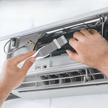 Imagem de 2 conjuntos de escovas de limpeza de ar condicionado, limpador capacitivo em forma de barbatana, pente em forma de barbatana de aço inoxidável, coletor de poeira, ferramenta de limpeza, ferramenta de