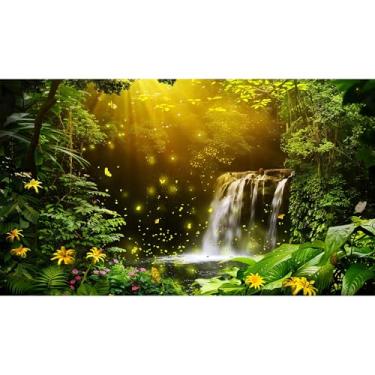 Imagem de Fantasia floresta aquário fundo selva cachoeira lago tanque de peixes fadas cachoeira réptil tanque fundos luz dourada exuberante dossel encantador oásis terrário fundos 182 x 45 cm