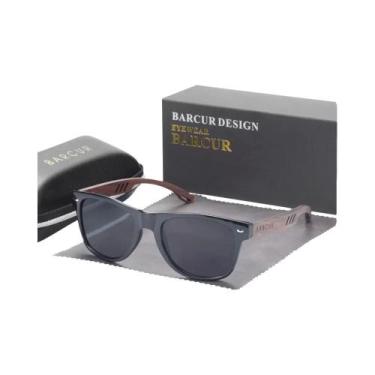 Imagem de Óculos de Sol Polarizados Unissex de Madeira de Nogueira - Com Proteçã