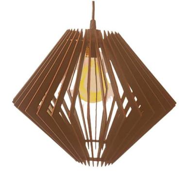 Imagem de Luminária Teto tipo Pendente SAFIRA MDF - Completa - Cor: Marrom - LEN