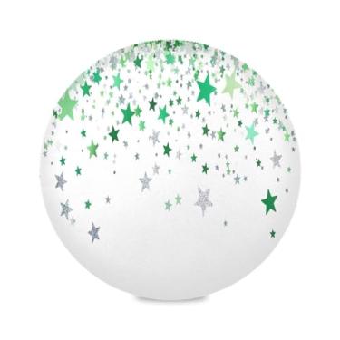 Imagem de Wassud Jogo americano com estrelas verdes caindo tapetes redondos para cozinha e jantar tapetes laváveis resistentes ao calor decoração de mesa 39 cm