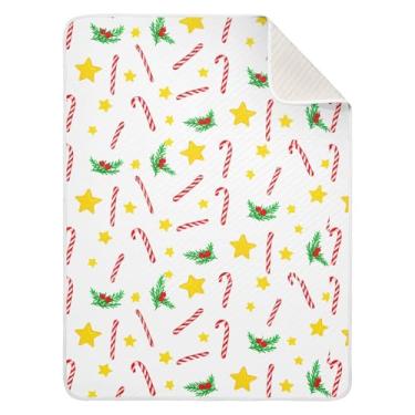 Imagem de Wassud Cobertor de bebê doce de estrelas e bengalas para meninos e meninas cobertor infantil essencial para recém-nascidos cobertores macios para bebês 76 x 101 cm