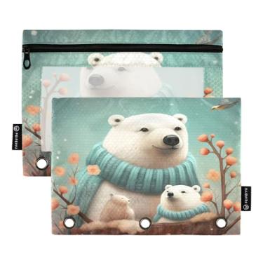 Imagem de Wassud Cute Polar Bear Pacote com 2 Pastas de Fichário Pastas de Bolso com 3 Furos, Pasta Organizadora de Fichários para Casa, Escritório