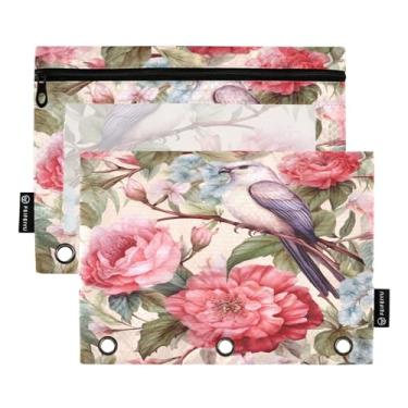 Imagem de Wassud Pastas de fichário para pássaros e flores, pacote com 2, pastas de bolso com 3 furos, organizador de fichários para casa, escritório