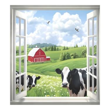 Imagem de Qilmy Vacas no pasto fora da janela capa de ímã de lava-louças 58 x 66 cm capas decorativas de geladeira para porta frontal adesivo de folha magnética máquina de lavar louça painel de geladeira