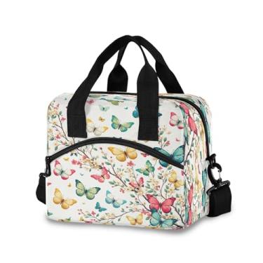 Imagem de Burbuja Lancheira térmica borboletas na árvore para mulheres e homens, lancheira portátil com alça de ombro removível, lancheira para viagem, piquenique, escritório, trabalho