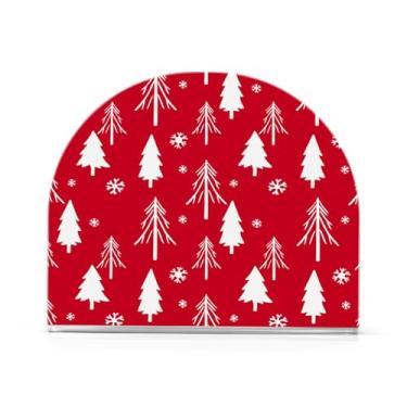 Imagem de Qilmy Bonito suporte de guardanapo de acrílico para árvore de Natal, porta-guardanapos para mesas cozinha restaurante decoração de casa, suporte decorativo moderno para guardanapos de coquetel de