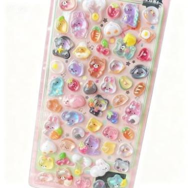 Imagem de Adesivos inchados de desenho 3D - Mini adesivos decorativos reutilizáveis para álbuns, agendas, diários, laptops e capas de telefone, adesivos fofos com design texturizado 3D, fáceis de descascar e