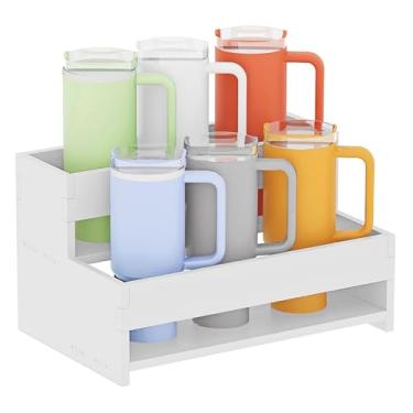 Imagem de yeavs Organizador de garrafa de água, suporte de copo de 2 camadas de 30 cm de largura, rack de armazenamento de cozinha de despensa para armário de bancada de garrafas de vinho