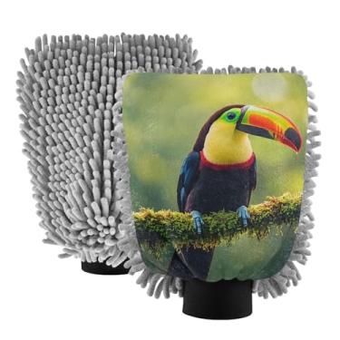 Imagem de STAYTOP Luvas de lavagem de carro bonitas de tucano, 2 peças, luvas de microfibra de chenille, sem arranhões, panos de esponja de lavagem ultra absorventes para carros, limpeza doméstica - G