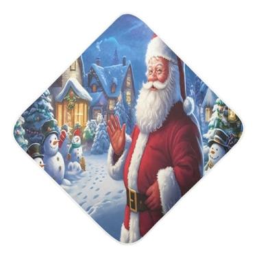 Imagem de Burbuja Toalha de banho para bebê Papai Noel - Toalha com capuz de musselina macia e absorvente para recém-nascidos, 76 x 76 cm