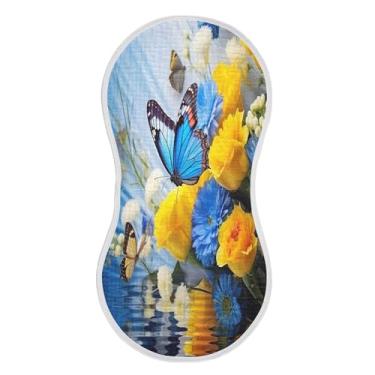 Imagem de xigua Conjunto de 4 panos de musselina para bebês com flores de borboleta, super macios e absorventes, roupas de arroto de algodão, presente de chá para recém-nascidos, bebês meninas e meninos