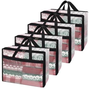 Imagem de Fixwal Pacote com 4 sacos de armazenamento de cobertor de 40 L com malha de zíper, organizadores de armário e recipientes de armazenamento para cama, edredom, edredom