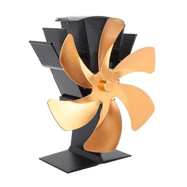 Imagem de Dpofirs Ventilador de Fogão a Lenha Eficiente Com 6 Lâminas de Circulação de Calor Térmico para Lareira Em Liga de Alumínio (Ouro)