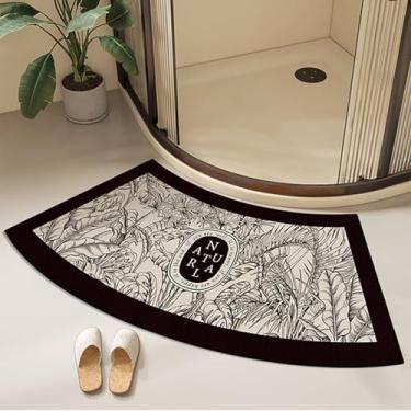 Imagem de Tapetes de chuveiro curvos - Tapete de banho curvo absorvente forte - Tapetes de chuveiro de borracha antiderrapante para chuveiro redondo e de canto (B, 45 x 100 cm)