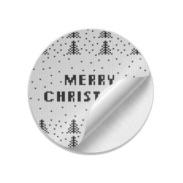Imagem de Autocolantes Adesivos Redondos Natalinos 25 Unidades Estampa de Camisola de Malha - Tamanho 30x30cm