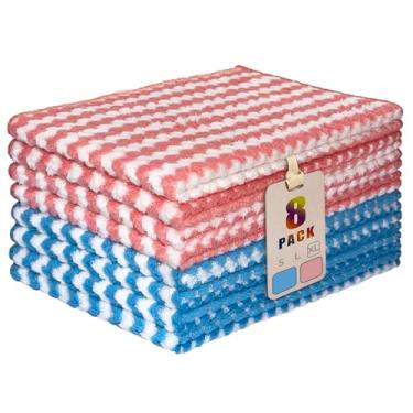 Imagem de AIWIWH Toalhas de prato, panos de limpeza de microfibra de veludo coral, super absorventes e de secagem rápida, panos de prato reutilizáveis sem fiapos para cozinha, lavar pratos (8, x grande mistura)