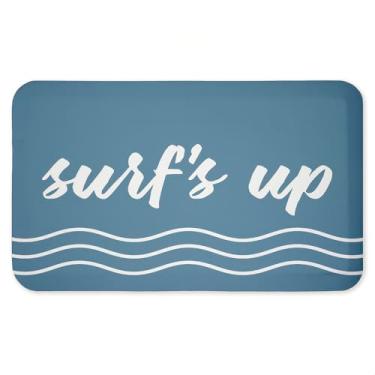 Imagem de Tapete antifadiga Surf's Up Over Blue, tapete ergonômico acolchoado para cozinha e pé com suporte antiderrapante, tapete confortável ecológico, design por letras e forrado, 76 cm x 45 cm