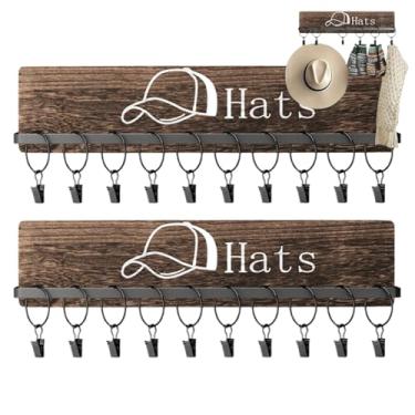 Imagem de Cabideiros para Chapéus de Parede | Organizador Multifuncional 2 Peças,Organizador de Chapéus para Entrada,Para Roupas Chaves Bolsas Casa Quarto Cozinha Banheiro Entrada