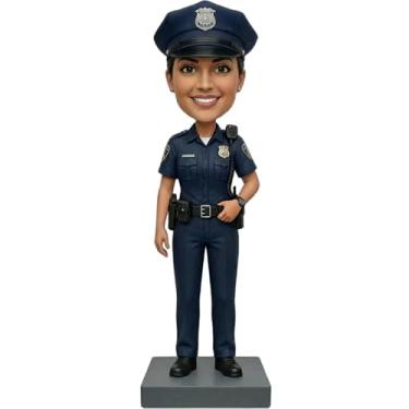 Imagem de Estatueta personalizada de policial esculpida à mão em argila de polímero personalizada policial com ombro Walkie-talkie, presente exclusivo para profissionais de polícia