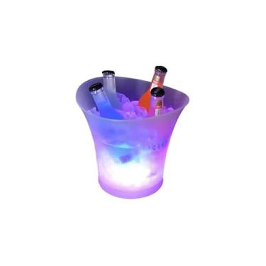 Imagem de Balde para Bebidas com LED e Caixa de Som Bluetooth, 6,5 Litros, Branco, 10 Efeitos de Luz, 30x29x30,5cm, 5W