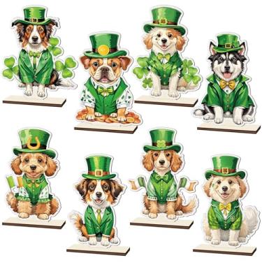 Imagem de DoubleFill 8 peças de decoração de mesa para cães Dia de São Patrício placas de madeira decoração de mesa de mesa rústica casa de fazenda decorativa para dia de São Patrício aniversário primavera