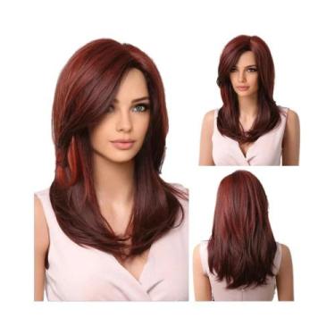 Imagem de Peruca Sintética Curta Lisa Loira Com Franja Em Camadas Natural Para U