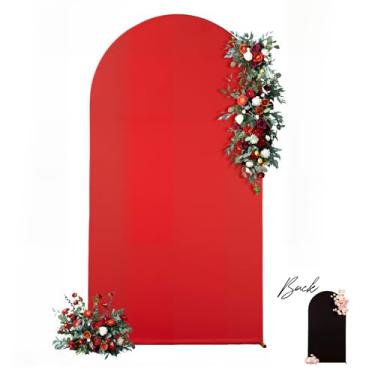 Imagem de Capa de fundo de arco preto vermelho 1,8 m para festa de casamento, decoração de pano de fundo elástico, decoração de chá de bebê, chá de panela, foto de aniversário, suporte de arco elastano