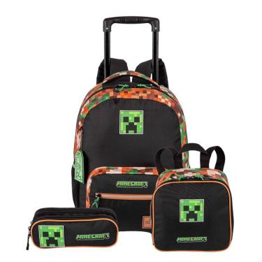 Imagem de Mochila Rodas Minecraft Outdoors Lancheira Térmica Estojo