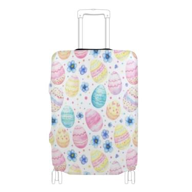 Imagem de Joisal Capa de bagagem pastel de ovos de páscoa para mala protetora de viagem elástica manga de viagem para mulheres estampadas, P, serve para capa de 45 a 50 cm, Ovos de Páscoa pastel, S 18-20 in