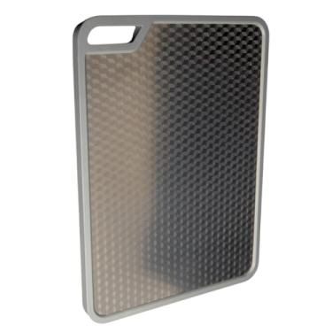 Imagem de Tábua de Corte Gourmet Dupla Face Retangular Inox e Polietileno 36x26cm para Cozinha