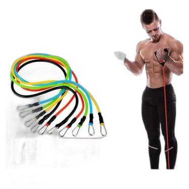 Imagem de Kit Elástico Extensor 11 Itens Musculação Funcional Em Casa