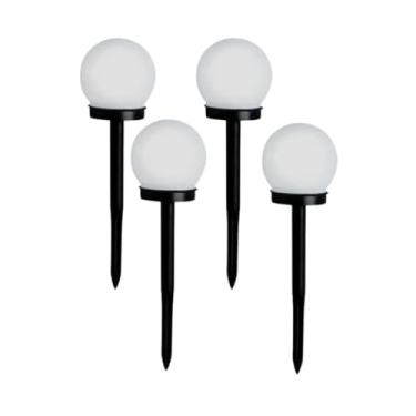 Imagem de Kit 2 Balizas Solares LED Redondas 8 Lâmpadas - Operação Automática Recarregável para Jardim, Caminho e Área Externa (4 UNIDADES)
