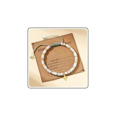 Imagem de JSJOY Pulseira de cruz para mulheres, presentes cristãos de 10º 16º 40º 50º 60º aniversário para mulheres, presentes de confirmação de batismo de páscoa para adolescentes, mãe, filha, avó irmã, One