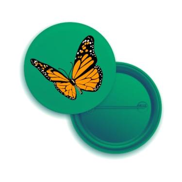 Imagem de Broches de Botão com Borboleta Monarca Laranja, Pack com 10 Unidades, Design Inseto, Fundo Branco (20, Verde)