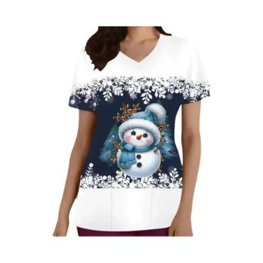 Imagem de Camisetas Adultas Com Decote Em V Tamanhos S-3XL Uniformes De Trabalho