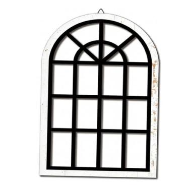 Imagem de Generic Espelho de parede decorativo em acrílico com formato de janela arqueada, ideal para quarto, banheiro, penteadeira ou de entrada, Preto